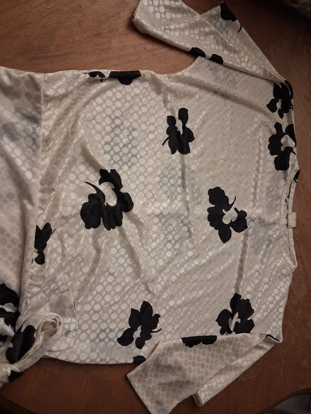 Women's Cream Floral Print Blouse with Black Accents